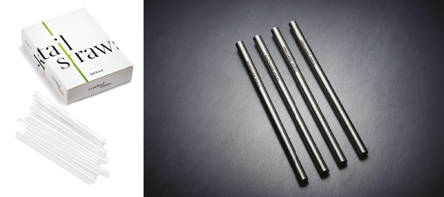 Autour du rhum : pailles inox et verre