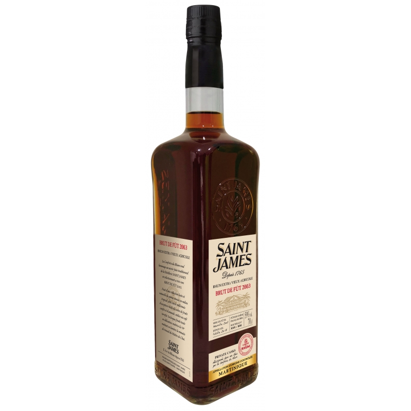 Saint James brut de fût 2003 sélection confrérie du rhum 59%