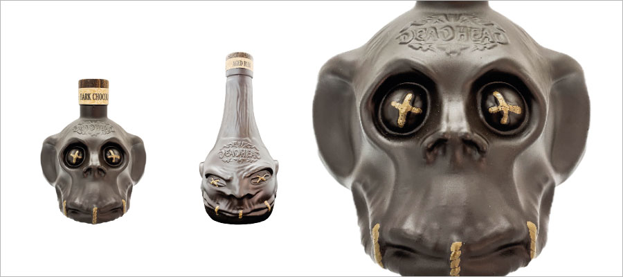 V and B Chartres - Surprise et originalité côté Rhums ! : Deadhead Rum  originaire du mexique. La bouteille est en forme de tête réduite ! Un  assemblage de deux rhums distillés